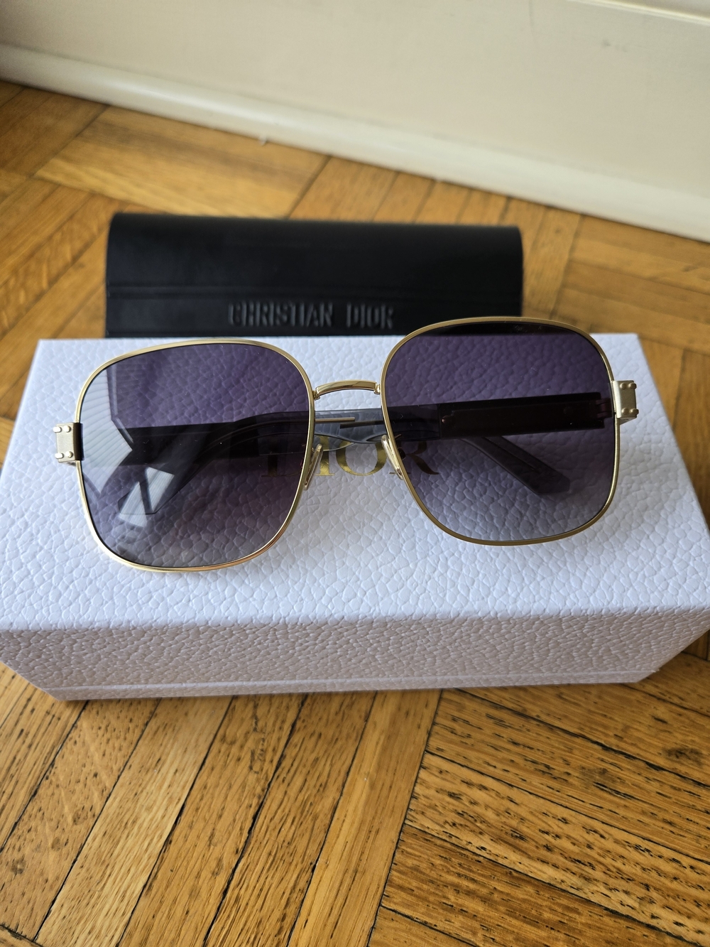 Brand New With Box Dior Gold Frame Sunglasses with Gradient Lenses